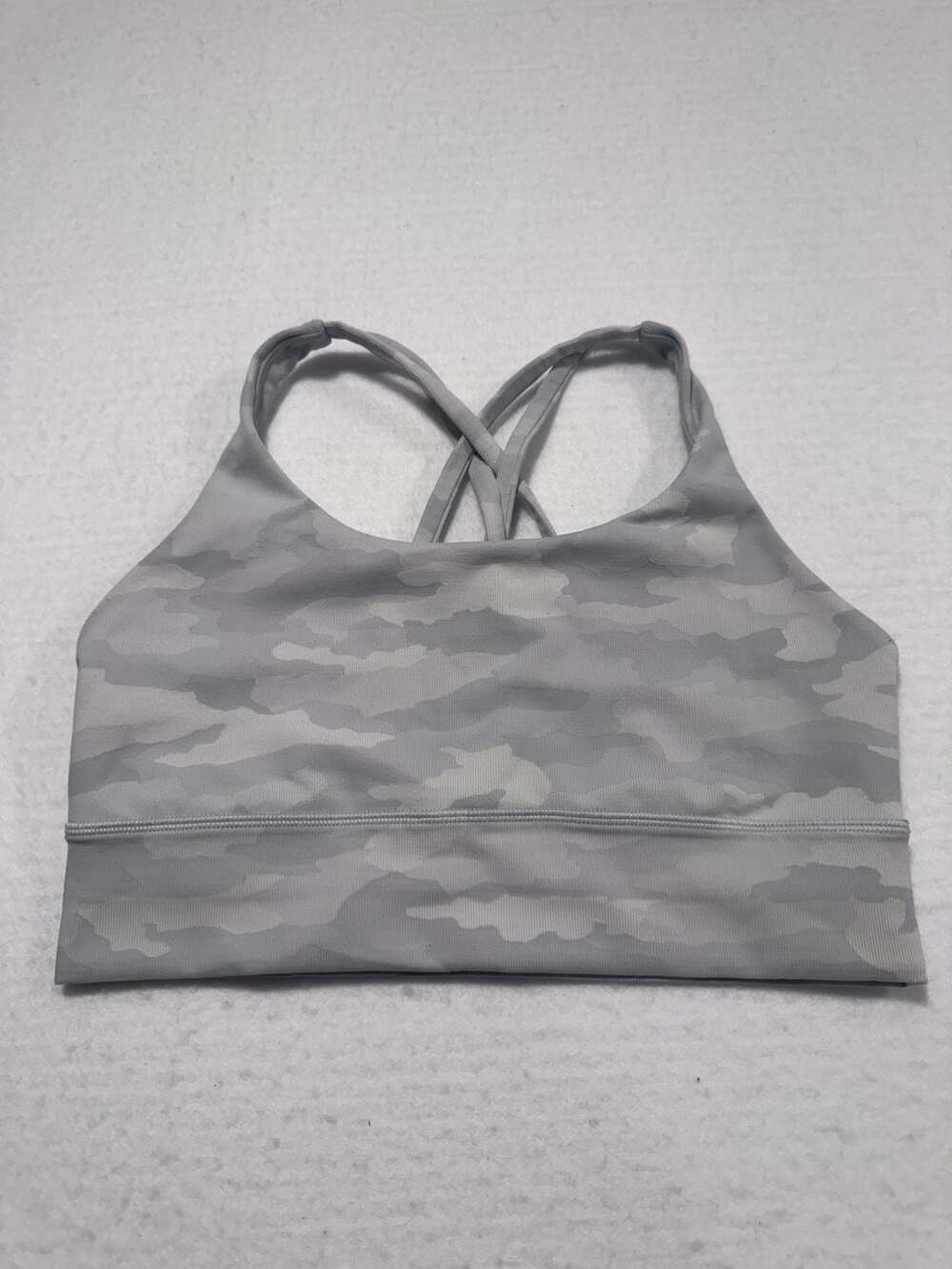 Lululemon Energy Long Line Ribbed Sports Bra White Camo Size 8